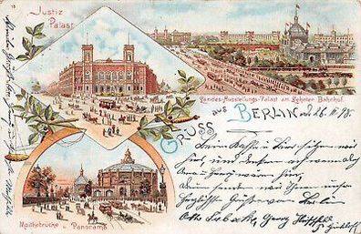 AK Berlin Moltkebrücke, Justiz Palais Litho 1898