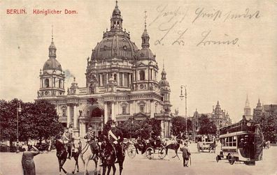 Berlin Königlicher Dom Kutsche Bus Postkarte AK 1909