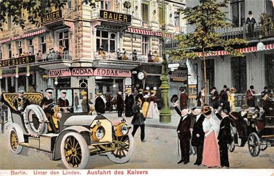 Berlin Unter den Linden Ausfahrt des Kaisers Postkarte 1908