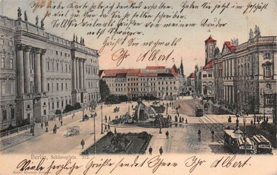 Berlin Schlossplatz Straßenbahn Postkarte 1905