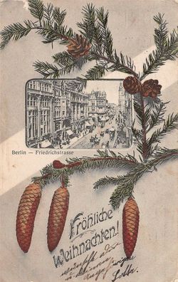 Berlin Friedrichstrasse Fröhliche Weihnachten! AK 1909