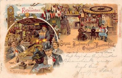 Berlin Jägerstrasse Restaurant Kaufmanns Bauernschänke Litho Postkarte 1902