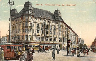 Berlin Potsdamer Platz Der Fürstenhof Kutsche Straßenbahn AK 1910