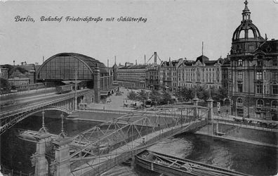 Berlin Bahnhof Friedrichstraße mit Schlütersteg Feldpost AK 1916