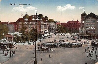 Berlin Potsdamer Platz Straßenbahn Feldpost AK 1917