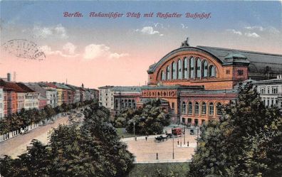 Berlin Askanischer Platz mit Anhalter Bahnhof Feldpost AK 1915