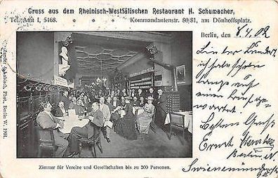 Berlin Restaurant Rheinisch - Westfälischen Kommandantenstrasse Postkarte 1902