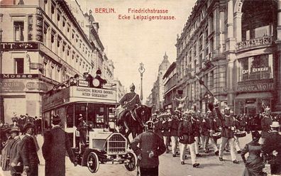 Friedrichstraße, Ecke Leipzigerstraße in Berlin Postkarte AK 1909