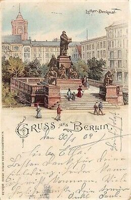 Gruss aus Berlin Luther-Denkmal Postkarte AK 1902