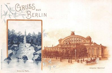 Gruss aus Berlin Victoria Park Anhalter Bahnhof Postkarte AK