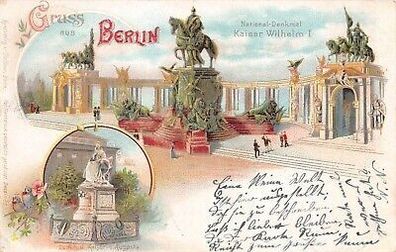 Gruss aus Berlin Denkm. d. Kaiserin Augusta National-Denkmal Postkarte AK 1898