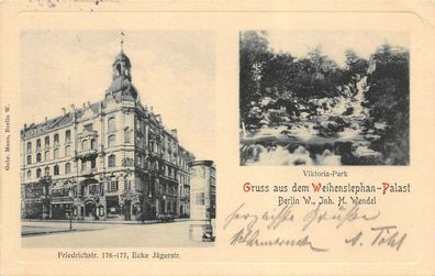 Gruss aus dem Weihenstephan-Palast Berlin W. Viktoria-Park Postkarte AK 1903