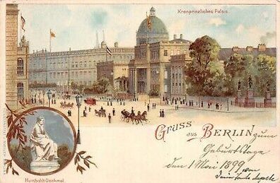 Gruss aus Berlin mit Palais und Denkmal Postkarte