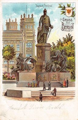 Gruss aus Berlin Bismarck Denkmal Postkarte 1904