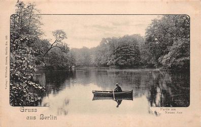 Gruss aus Berlin Partie am Neuen See Postkarte AK