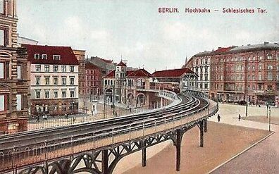 Hochbahn bei Schlesische Tor Berlin Postkarte