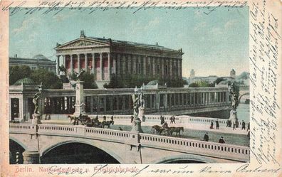 Nationalgalerie und Friedrichbrücke in Berlin Postkarte AK 1906