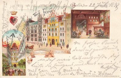 Siechens Nürnberger-Bierhaus in Berlin Litho Postkarte AK 1897