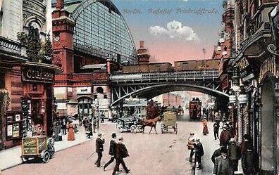 Straßenansicht Bahnhof Friedrichstraße Berlin Postkarte