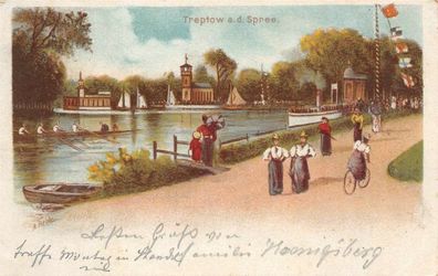 Treptow Berlin an der Spree Fahrradfahrer AK1905