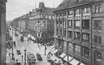 Straßenansicht Straßenbahn Leipziger- Ecke Wilhelmstraße Berlin Postkarte