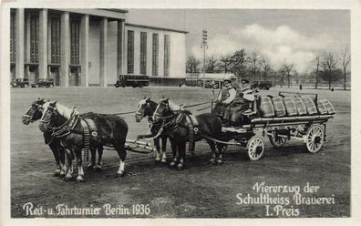 Viererzug der Schultheiss Brauerei I. Preis Reit und Fahrturnier Berlin 1936 AK