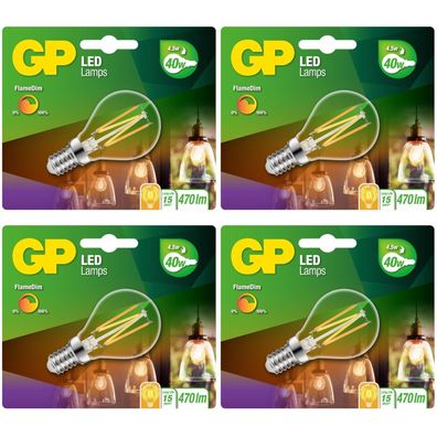 4x GP Vintage LED-Lampe Filament Dimmbar E14 A45 4W 40W Globe Birne Leuchtmittel