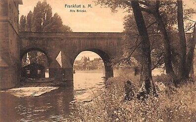 Frankfurt a. M. Alte Brücke Main Postkarte AK