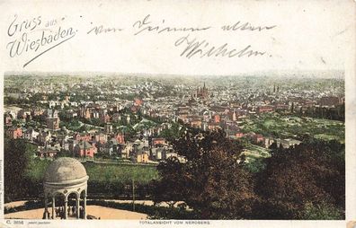 Gruss aus Wiesbaden Totalansicht vom Neroberg Hessen Postkarte AK 1905