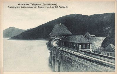 Waldecker Talsperre (Edertalsperre) Sperrmauer Stausee Schloß Postkarte AK