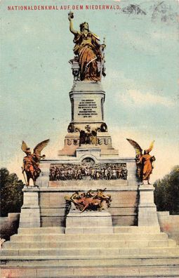 Rüdesheim am Rhein Nationaldenkmal auf dem Niederwald Postkarte 1918