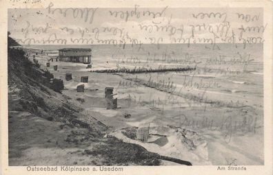 Am Strande Ostseebad Kölpinsee Usedom Mecklenburg-Vorpommern Postkarte AK 1929