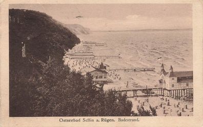 Badestrand Ostseebad Sellin auf Rügen Mecklenburg-Vorpommern Postkarte AK 1923