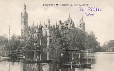 Blick auf Großherzogl. Schloss in Schwerin Mecklenburg-Vorpommern Postkarte AK