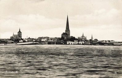 Blick auf Rostock in Mecklenburg-Vorpommern Postkarte AK 1931