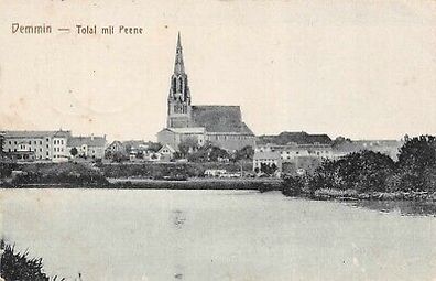 Demmin Total mit Peene Kirche Postkarte AK 1921