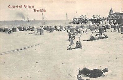 Ostseebad Ahlbeck Strandblick Postkarte AK 1910