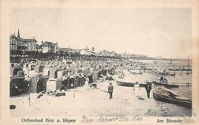 Ostseebad Binz a. Rügen Am Strande Postkarte AK 1922