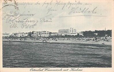 Ostseebad Warnemünde mit Kurhaus Postkarte AK 1930