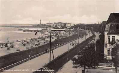 Ostseebad Warnemünde Bismarck Promenade Postkarte AK