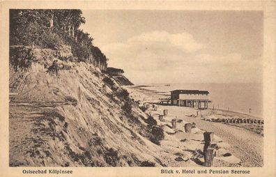 Ostseebad Kölpinsee Blick v. Hotel und Pension Seerose Postkarte AK