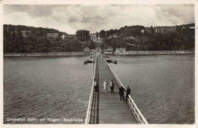 Ostseebad Sellin auf Rügen Seebrücke Postkarte AK 1935