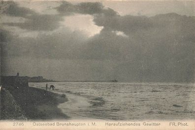 Ostseebad Brunshaupten i. M. Heraufziehendes Gewitter Postkarte AK