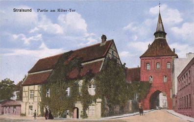 Partie am Küter-Tor Stralsund Mecklenburg-Vorpommern Postkarte AK