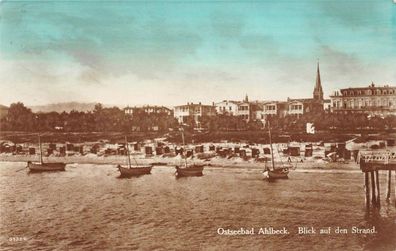 Ostseebad Ahlbeck Blick auf den Strand Postkarte AK 1923