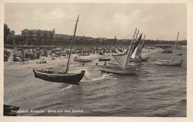 Ostseebad Ahlbeck Blick auf den Strand Postkarte AK 1929