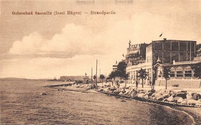 Ostseebad Sassnitz (Insel Rügen) Strandpartie Postkarte AK