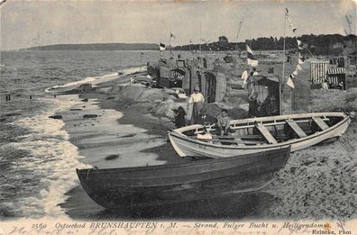 Ostseebad Brunshaupten i.M. Strand, Fulger Bucht u. Heiligendamm AK 1913