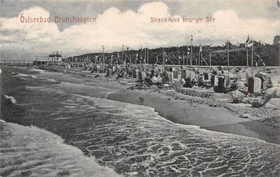 Ostseebad Brunshaupten Strand und bewegte See Postkarte AK 1913