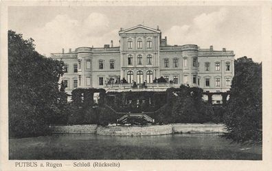 Rückseite Schloss in Putbus auf Rügen Mecklenburg-Vorpommern Postkarte AK